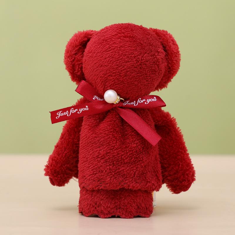 Coral Fleece Pineapple Grid Little Bear Towel - 30*30, Party Favor Gift