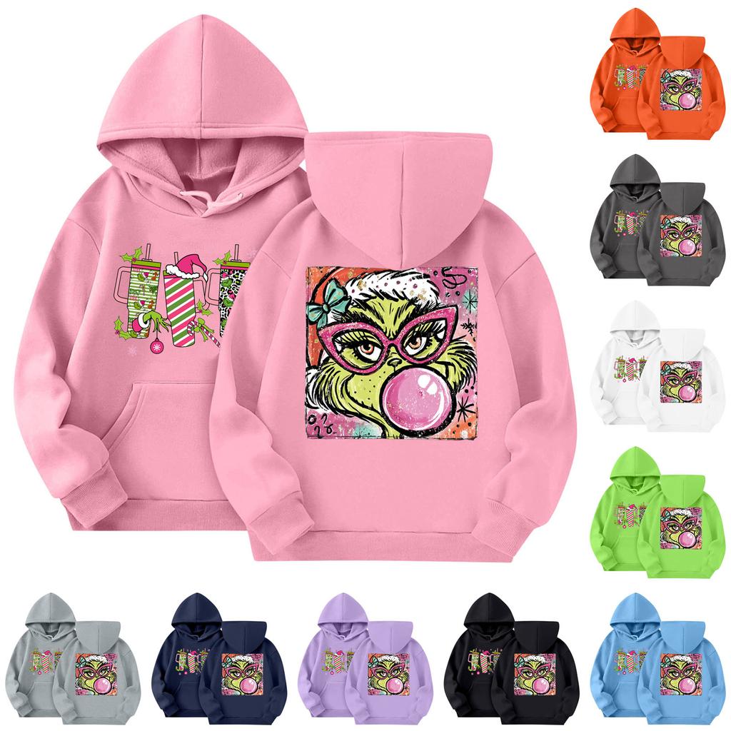 Barne Mote Lett Langermet Genser Med Lommer Trykk Hettegenser