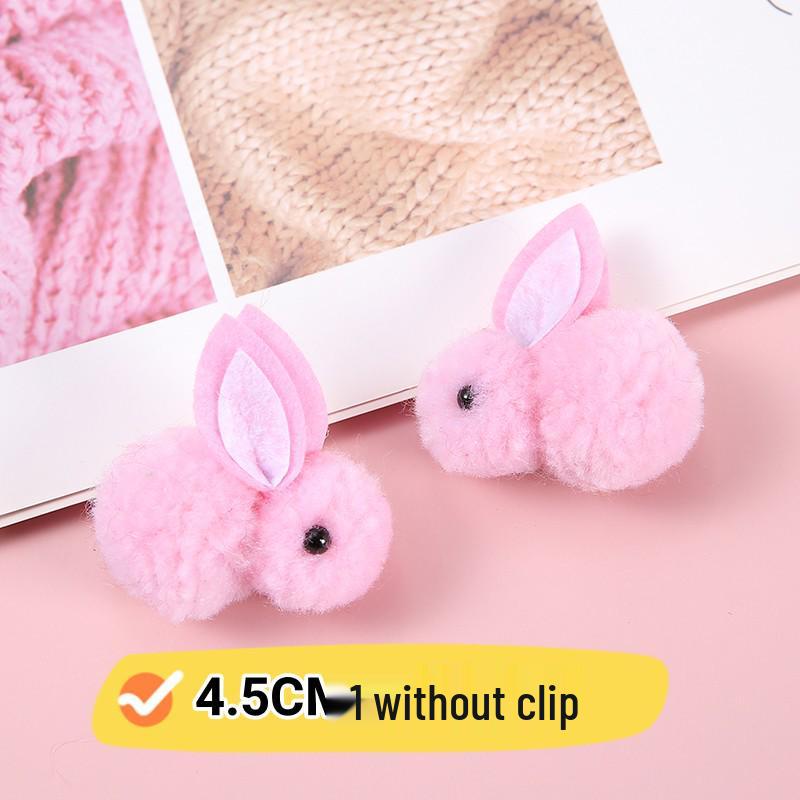 Furry Ball Plush Rabbit DIY Lantern Accessories - Cute Cartoon Hair Clip with Icelandic Wool for Kids, Mid-Autumn Festival.