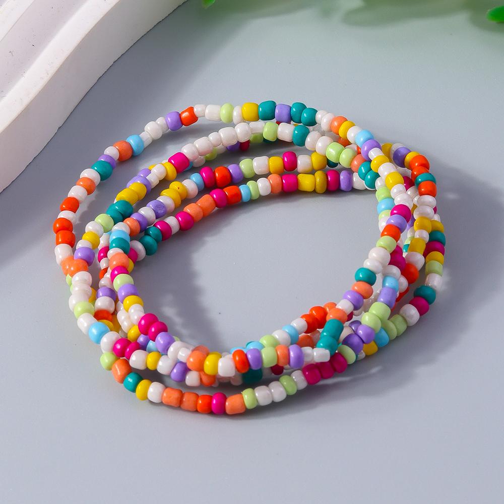 Fashion Bohemian Colorful Beads Bracelet Multi-layer Handmade Beaded Bracelets Women Girls Party Holiday Jewelry Gifts