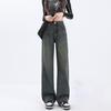 Women's Cement Grey High Waist Wide Leg Jeans - Slimming, Versatile, Trendy Spring & Autumn Pants