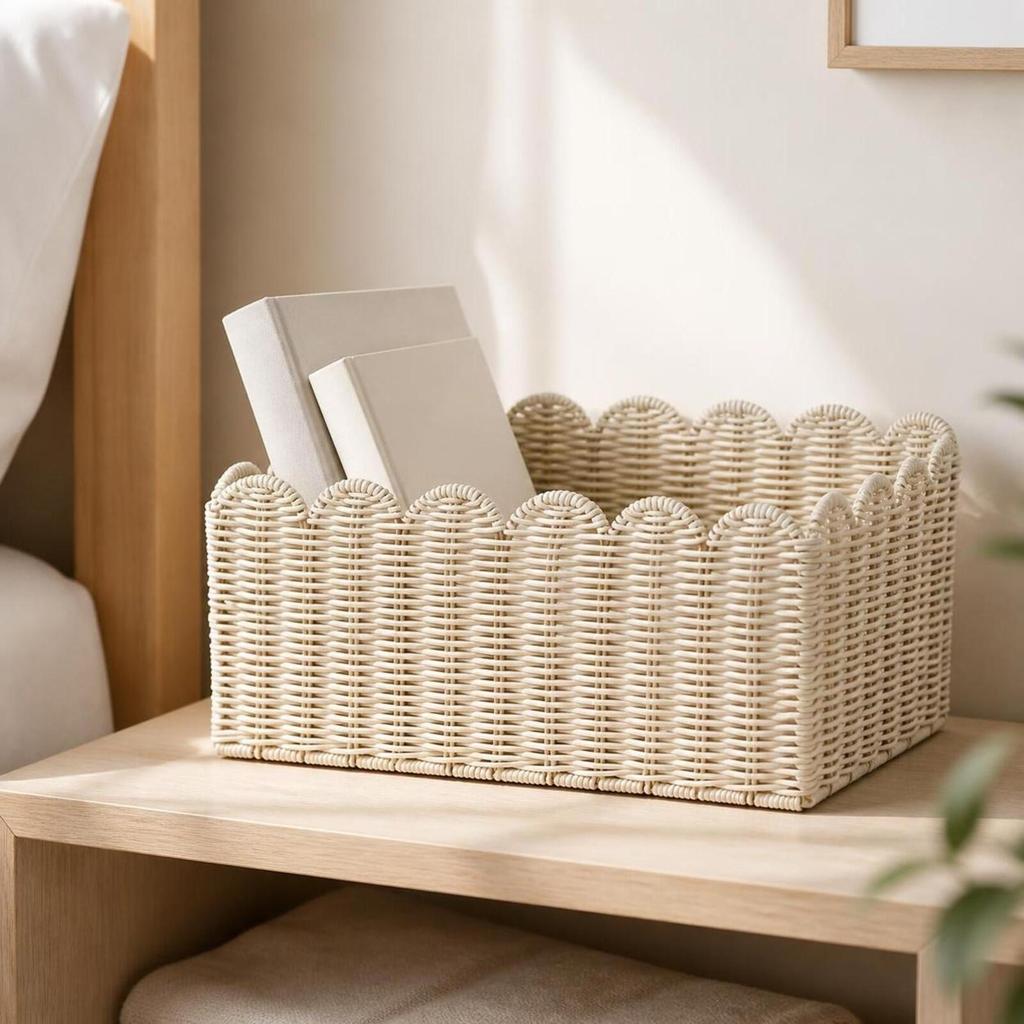Woven Storage Basket with Rim Decorative Box Practical