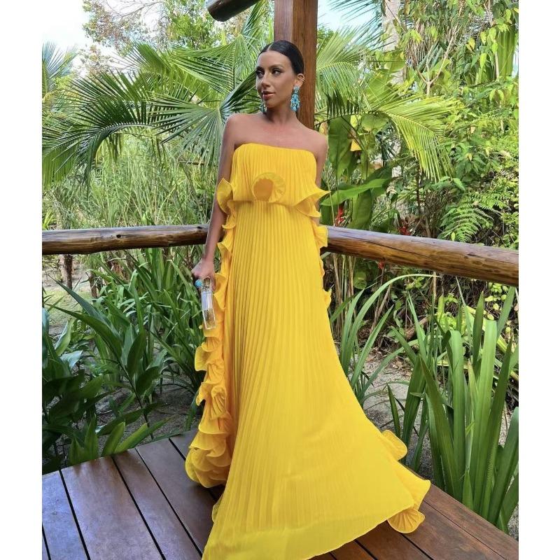 Women's Summer New Pleated Chest-wrapped Swinging Dress