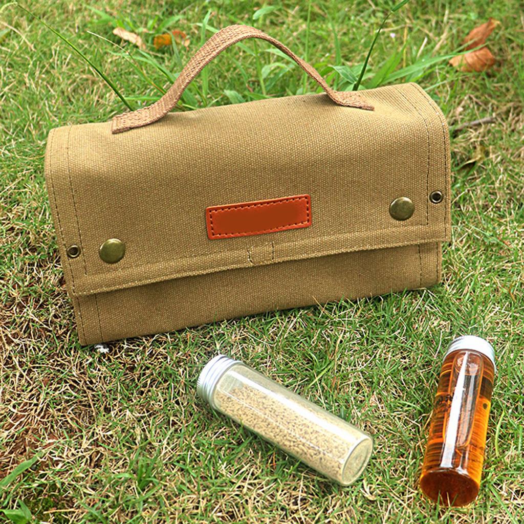Portable Spice Bag with 10 Spice Jars Seasoning Storage Bag Seasoning Bottle Holder with Condiment Bottle Set for Outdoor Camping BBQ