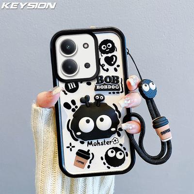 KEYSION Shockproof Case for Redmi 15C 171mm with Lanyard Soft Silicone Cute 3D Cartoon Doll Phone Cover for Xiaomi POCO C85