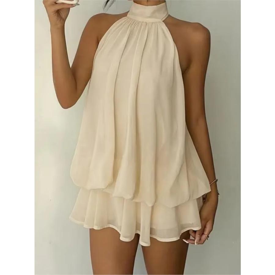 Dress Summer Solid Holiday Slim Sexy Backless Halterneck Dress For Women Fashion Elegant Casual Balck Mini Dresses Robe Femme