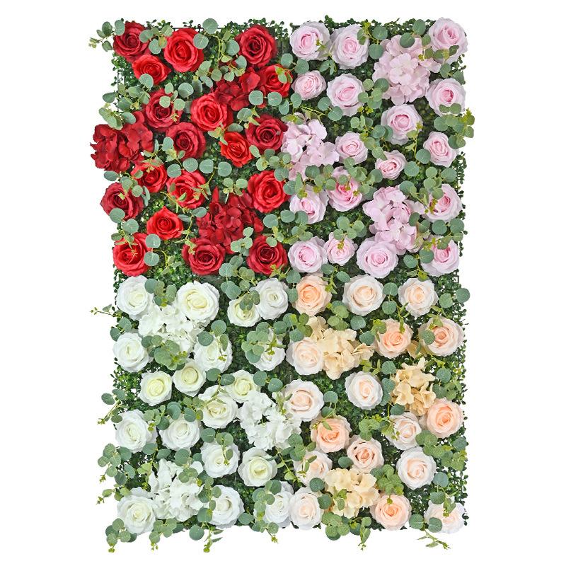 Simulation Flower Wall Three-dimensional Background Wall Decoration Eucalyptus Leaf Rose Window Flower Wall Simulation Flower Large Wedding Flower Row