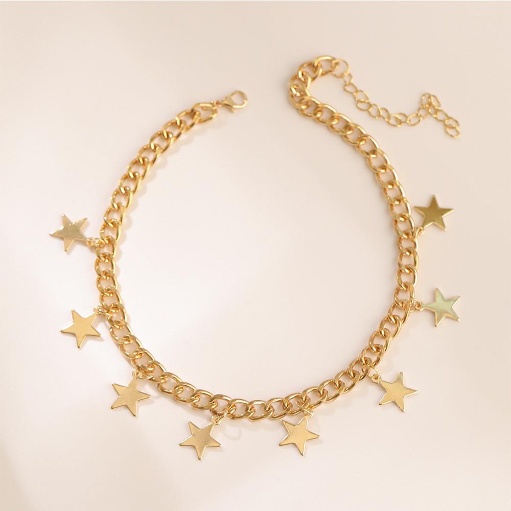 Glamorous Star Pendant Necklace For Women Trendy Fashion Accessory With Eye-catching Water Wave Chain