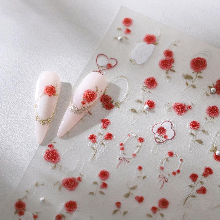 Ferrite Red Rose Flatback TL-308 Adhesive Nail Art Decorations