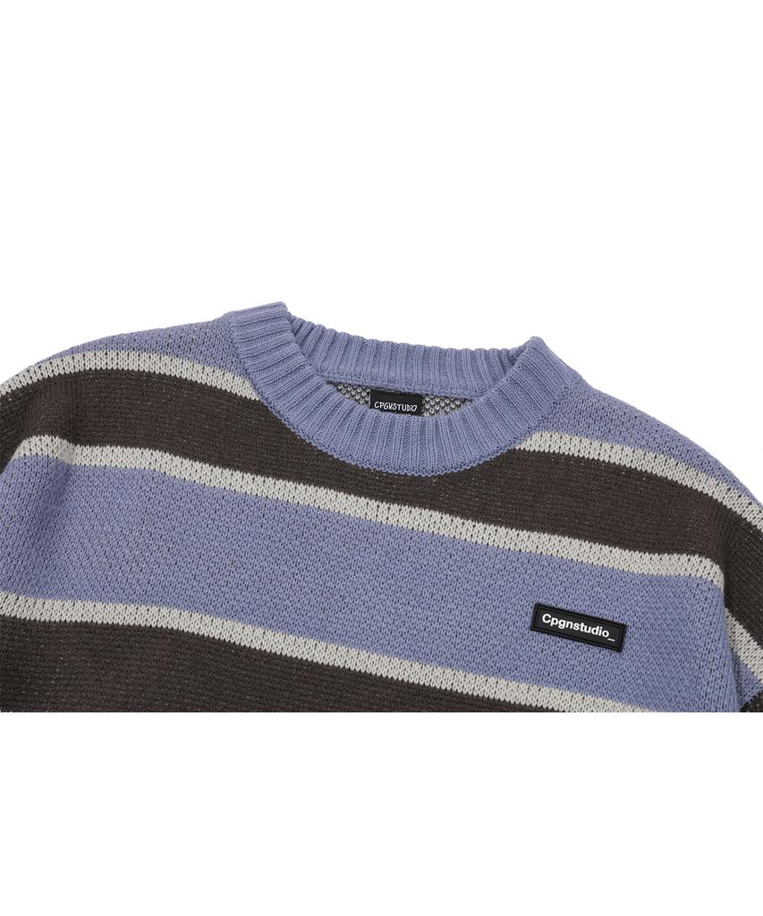 CPGN STUDIO Striped Wappen Knit Lavender Chocolate