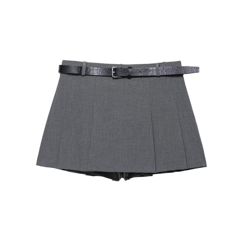 Autumn New Western Style Za Foreign Trade Women Clothes Fashion Simple Check Skirt Belt Belt 3046047 802