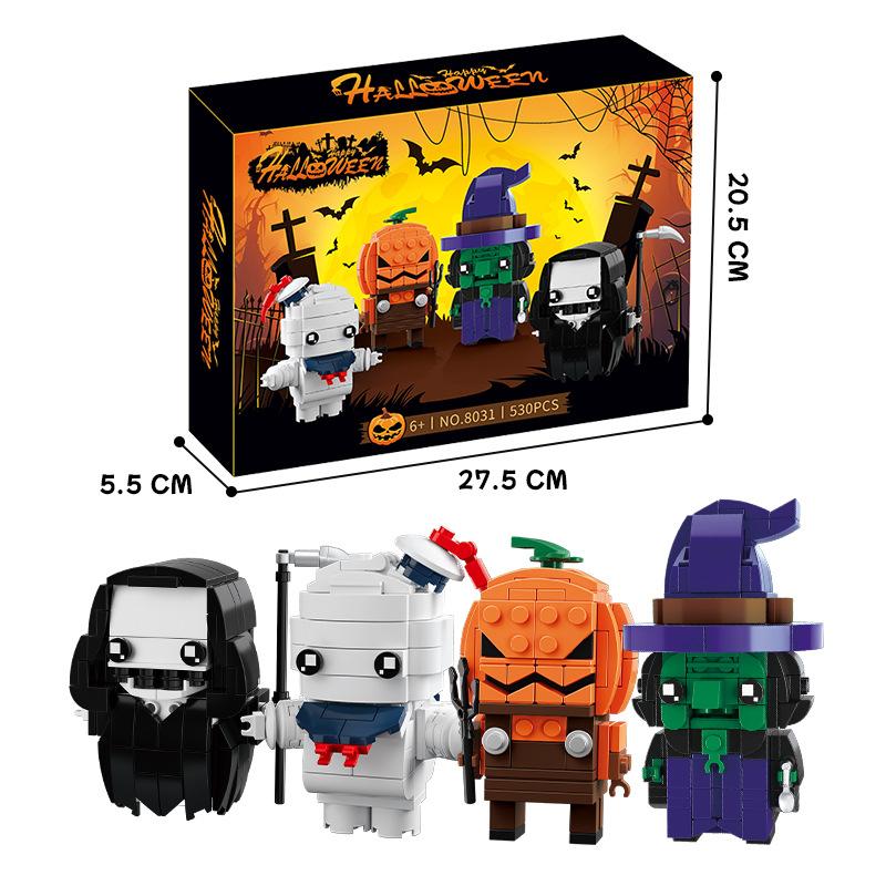 Halloween BrickHeadz Bruja Calabaza Momia Muerte Bloques de Construcción Ladrillo Figura de Dibujos Animados Juguetes Rompecabezas 3D Modelo Para Regalo de Niños