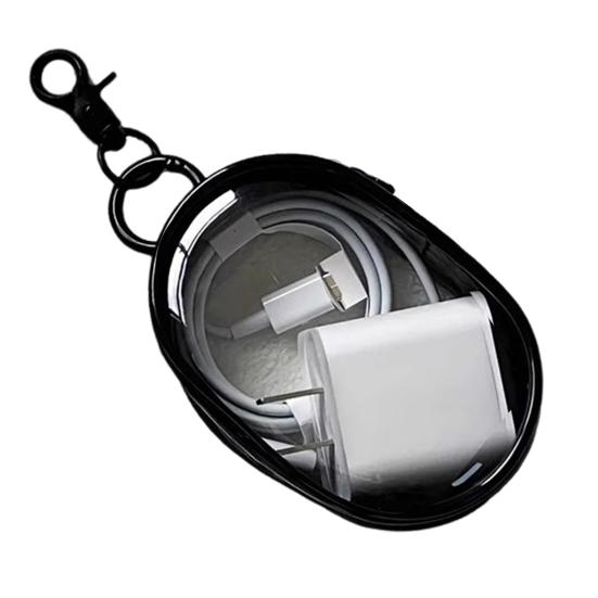 Portable Mini Clear Zipper Storage Bag Space Saving Organizer for Earphones Chargers Versatile with Handy Keychain Loop