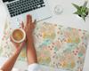 Protective Vinyl Pad for Businesses and Offices, Floral Retro Pattern, 90x45 cm
