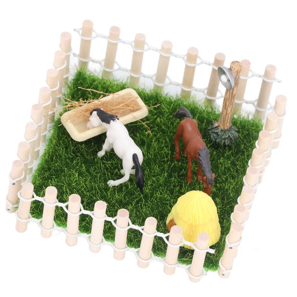 1 : Model Stajni dla Koni Ogrodzenie Skala 12 Model Zagrody Miniaturowej Model Toru Wyścigowego Dekoracyjny Zabawki Małej Stajni dla Koni