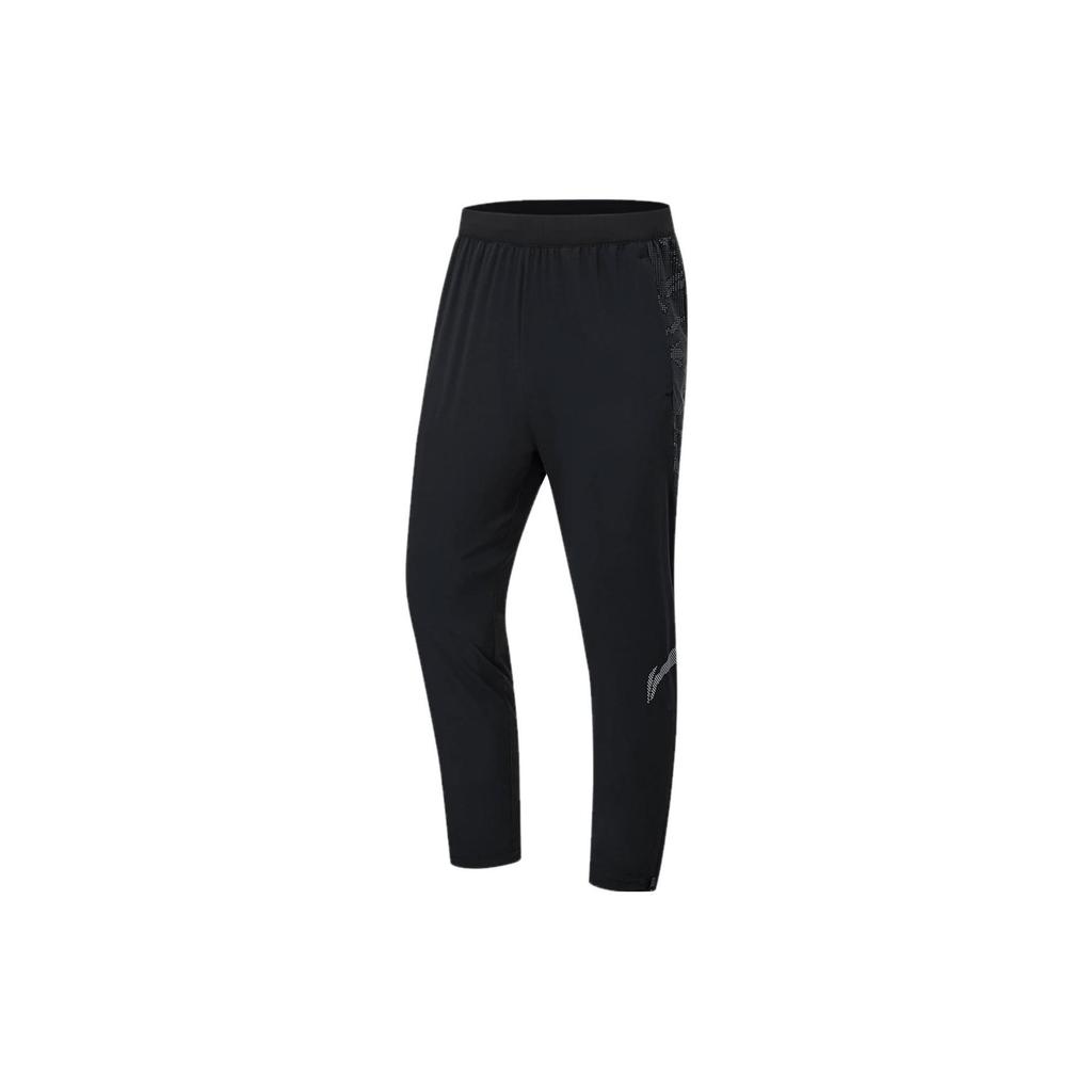 Li Ning Running Series Solid Color Straight Leg Reflective Quick-Dry Knitted Sports Pants Men Bottoms Black AYKT427-2