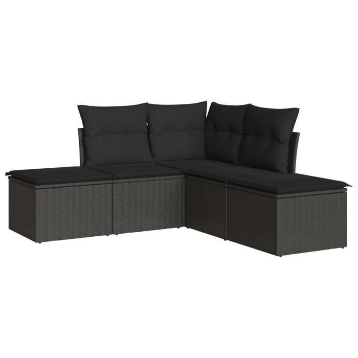 VidaXL Garden Lounge Set 5 Pcs with Cushions Black Wicker 3249554