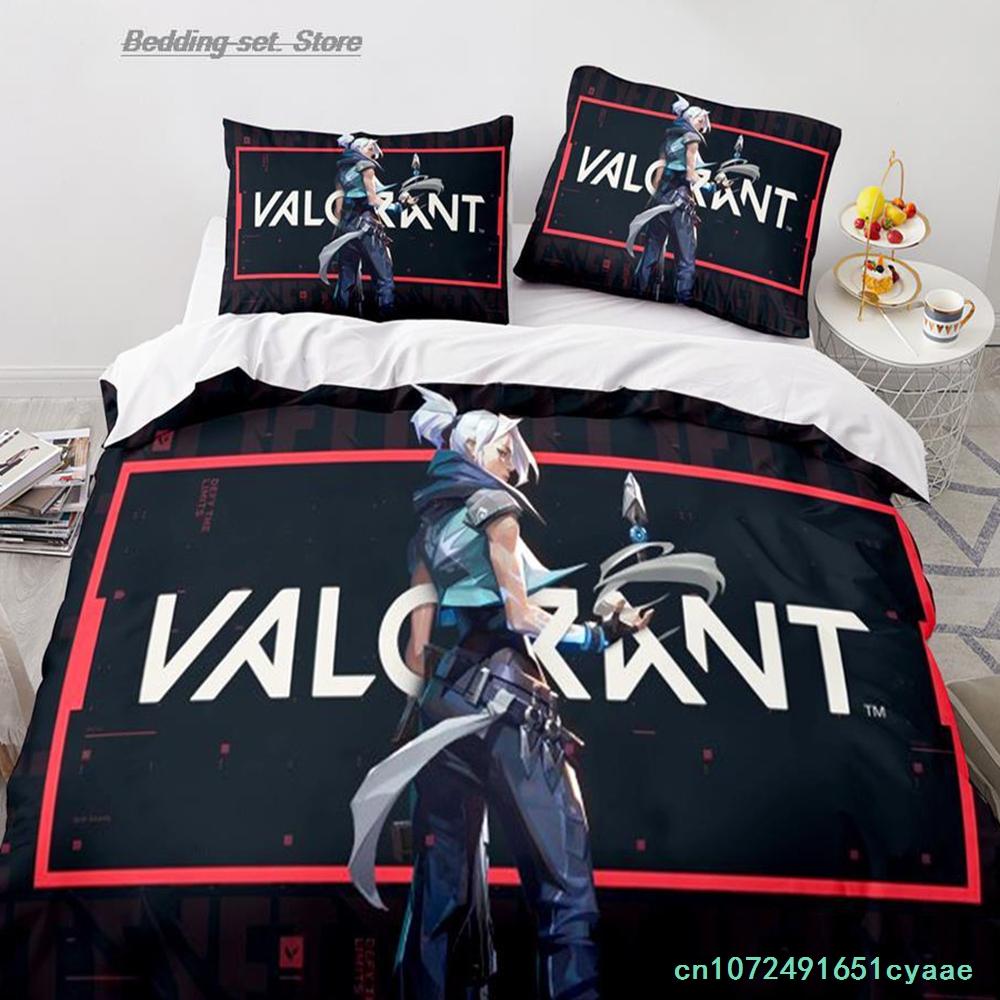 Gaming Valorant Bedding Set Single Twin Full Queen King Size Bed Set Aldult Kid Bedroom Duvetcover Sets 3D Print Anime 034