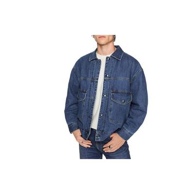 Single Breasted Lapel Long Sve Denim Oversized Cotton Jacket Men Jackets Medium-Blue LMT006246101291A03844
