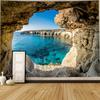 2D Summer Ocean Cave Landscape Tapestry, Nature Wall Hanging for Home