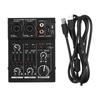 2-Channel USB DJ Mixer with EQ Phantom Power Compact Sound Card Audio Mixer Board for Live Performance and Recording