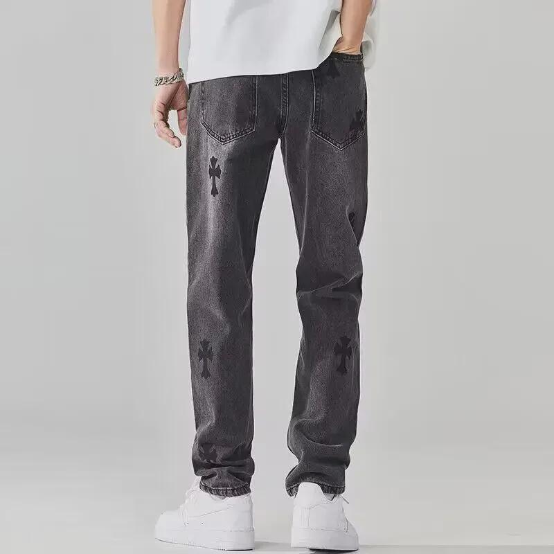 Pánské letní prané potištěné džíny se širokými nohavicemi: Evropský a americký street style
