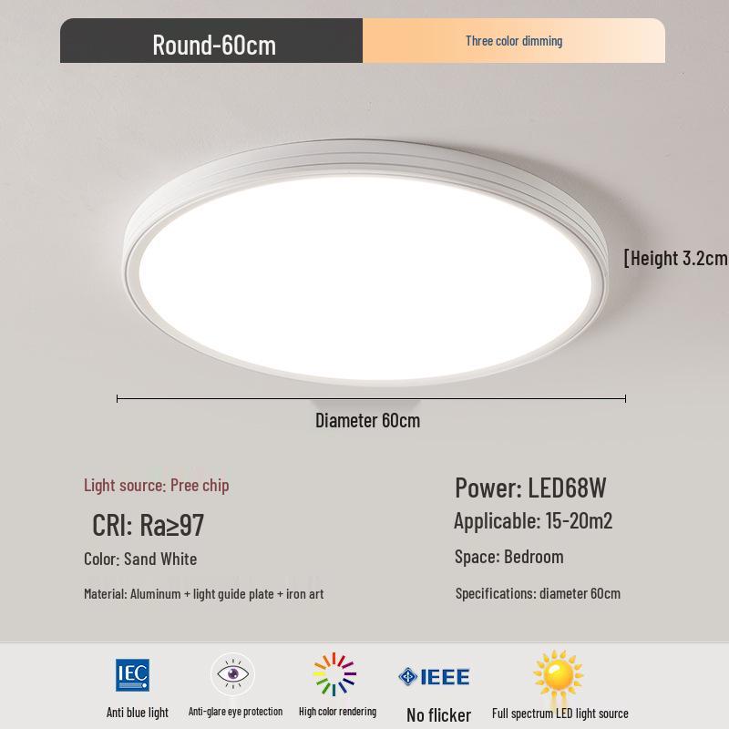 Puri Ultra-thin Seamless LED Ceiling Light with Full Spectrum Eye Protection & Blue Light Filter for Bedrooms and Kids' Rooms