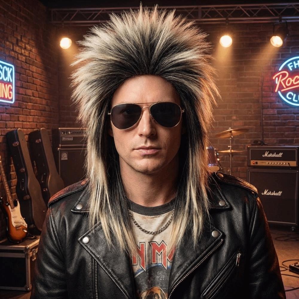 70s 80s Retro Cosplay Costume Wig Long Rocker Disco Wigs Punk Men Mullet Wigs Fancy Show