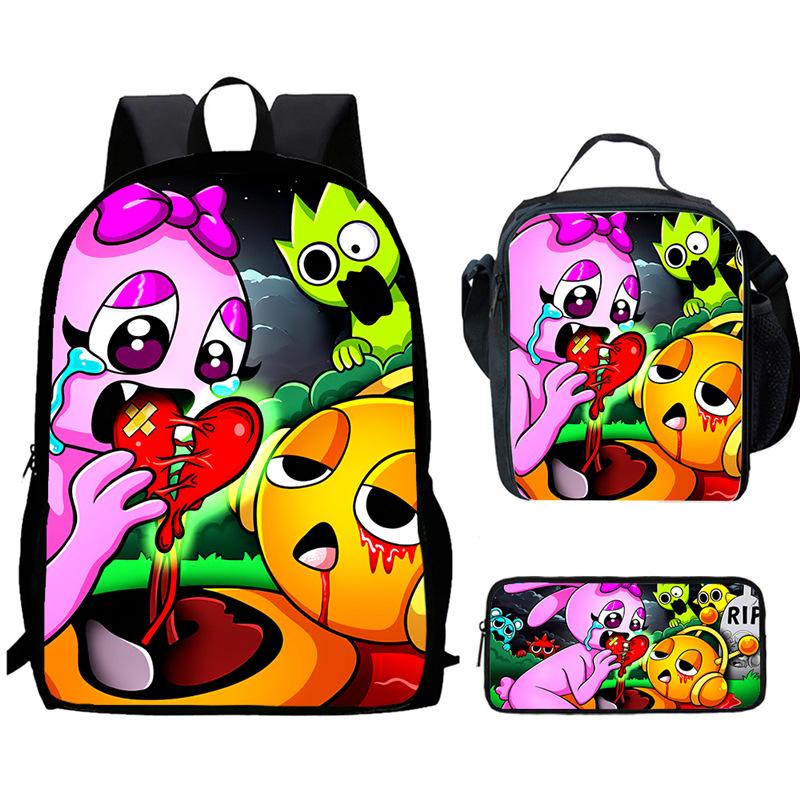 Sprunki Rhythm Box, Game Anime Backpack, Student Schoolbag, Computer Bag