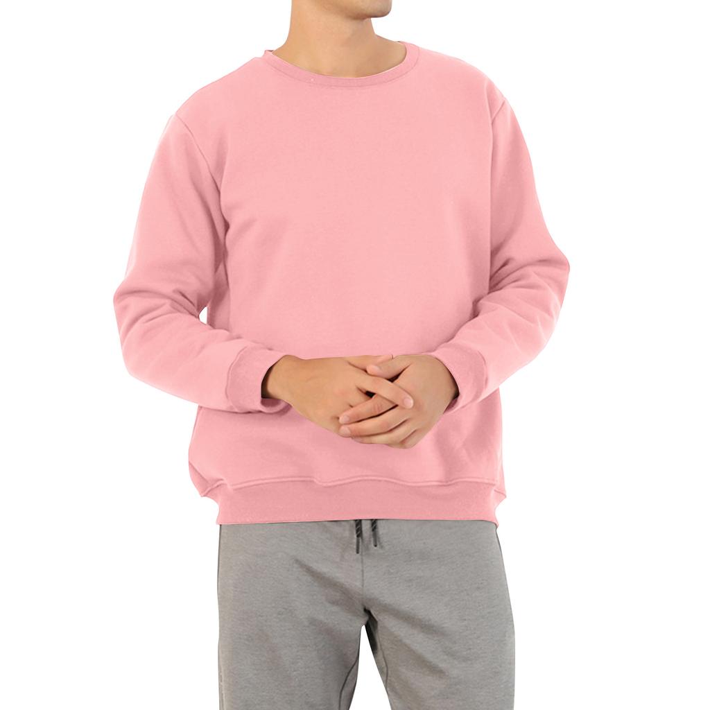 Men's Solid Color Plus Velvet Round Neck Sweatshirt Men's Sports Large Size Casual Round Neck Sweatshirt