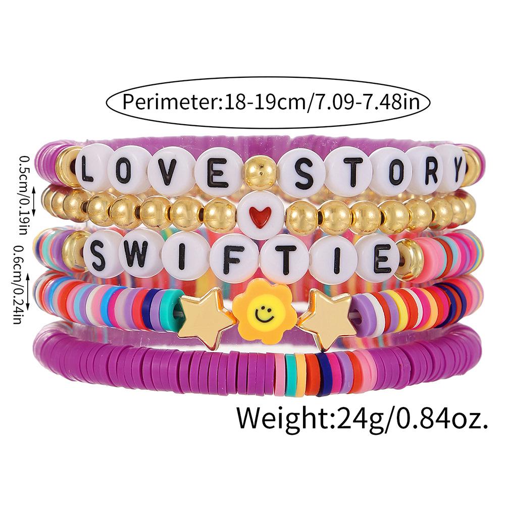"""WWJD"" Buchstaben Polymer Clay Perlen Armband Set": Europäischer/Amerikanischer Stil, 10er-Set Dankbarkeits-Glaubensarmbänder.