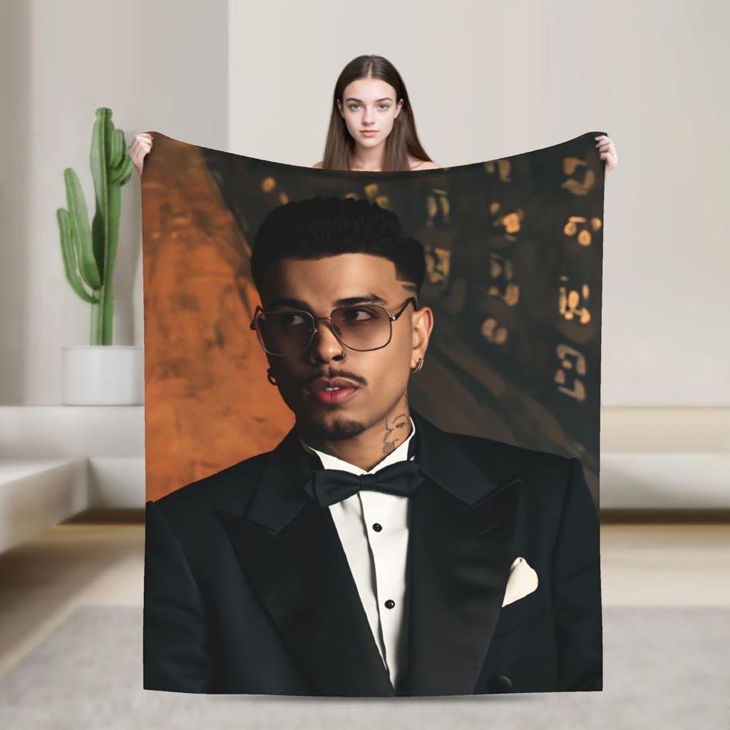 Soft Warm Blanket Travel Office Rauw Alejandro Singer Rapper Throw Blanket Flannel Bedspread For Couch Chair Sofa Bed Sofa Bed
