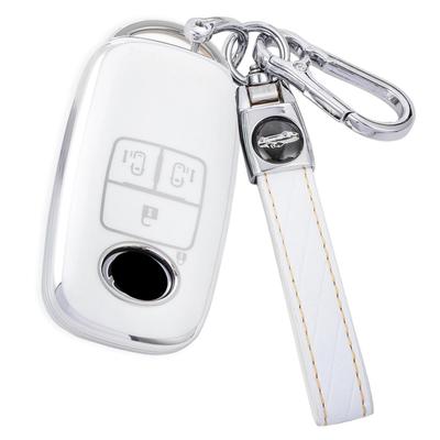 YANMW Rumie Key Case Fit Toyota Rise Daihatsu Rocky New Taft Key Cover (Both Sides Sliding Door, Silver White)