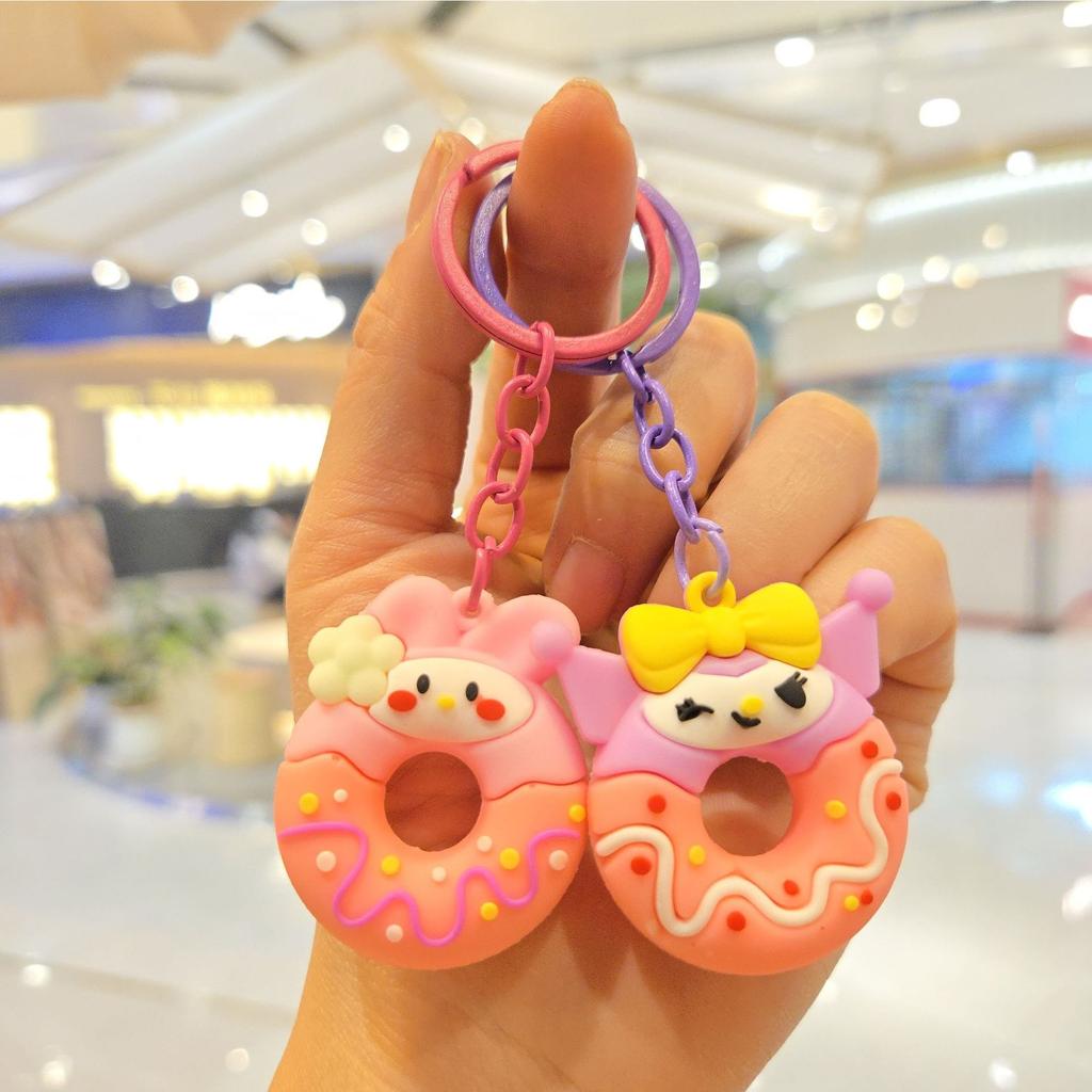 New Donut Keychain Decorative Gift Sweet Three-dimensional Doll Keychain Couple Backpack Pendant