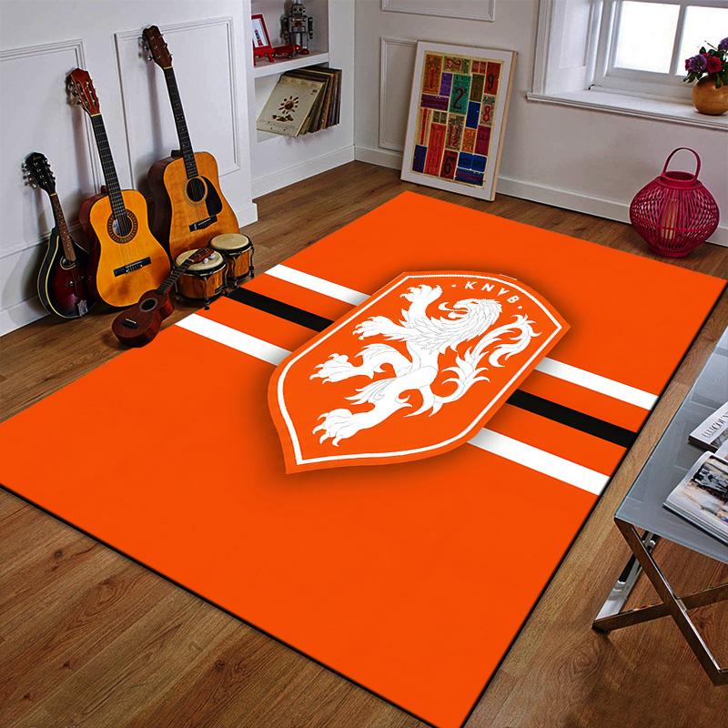 "Orange Lion Emblem with KNVB Crest" Patterned carpet a non slip rug suitable for all seasons and any setting, gift