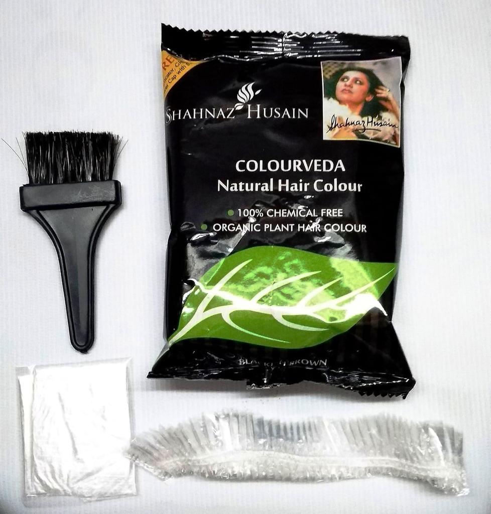Shahnaz Husain Vedic Solutions Colourveda Blackish Brown Hair Dye Powder 100 G Each Pack of 4 Herbal Grey Coverage