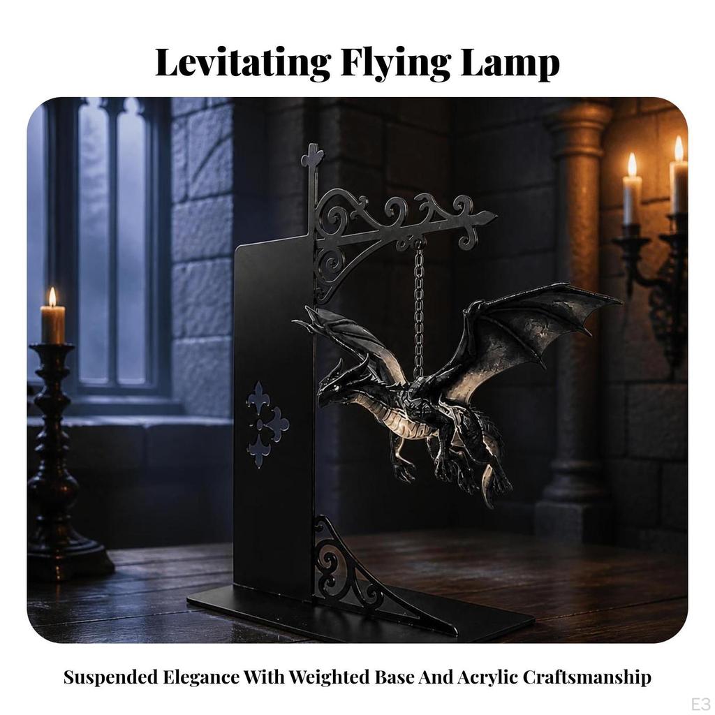 Decorative Dragon Bookshelf Light | Statue Lamp, Gothic, for Reading