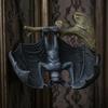 Waterproof Statue Halloween Bat Figurine, Resin Hanging Sculpture, Gothic Upside Garden Fence Accessory Down for Outdoor Tree Yard Decor Scary