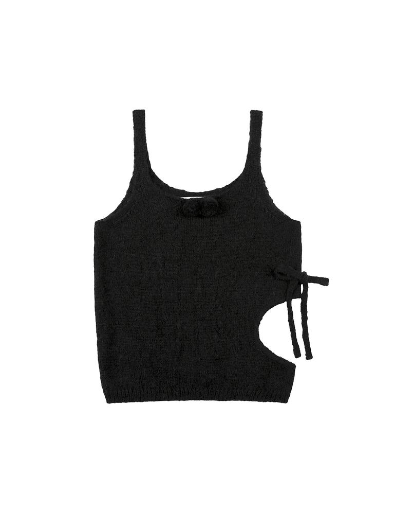Tuomio Cut-Out Ribbon Knit Tank [Black]