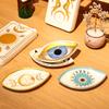 Multipurpose Creative Oval Eye Shaped Jewelry Tray Sturdy Ceramic Rings Holder Accessory for Fashionable Women Ladies
