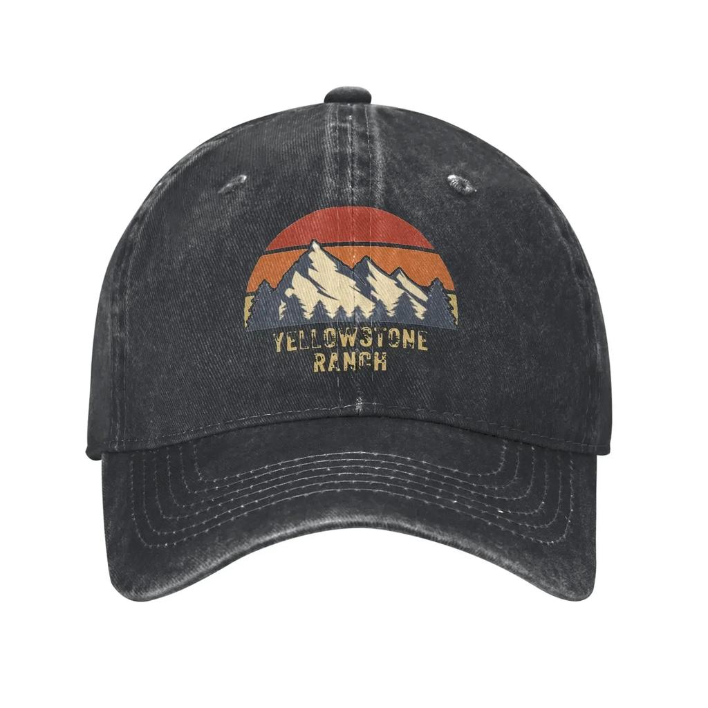 Yellowstone Nationalpark Baseballkappe Used-Denim Wyoming Berglandschaft Vulkan Snapback Kappe Unstrukturierte Kappen