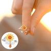 Opening Adjustable Spinning Sunflower Bee Release Stress Ring Rotatable Zircon Copper Finger Ring For Women Fashion Jewelry