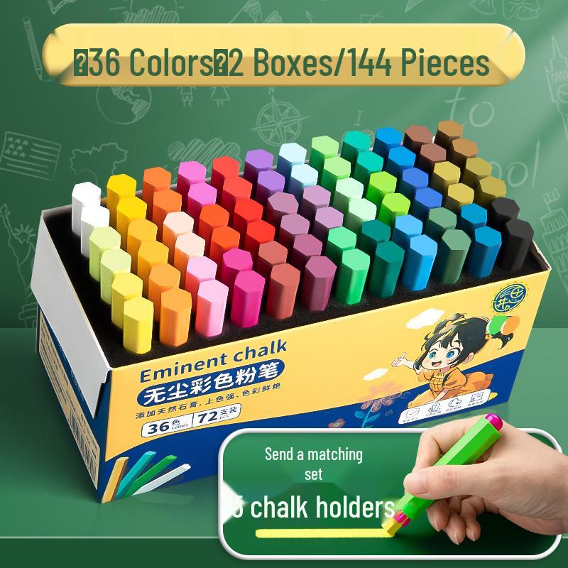 Dust-Free Bright Color Chalk for Kids - Keeps Hands Clean, Ideal for Teachers and Home Use.
