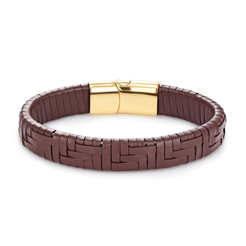 Minimalist Hand Woven Multi- Leather Bracelet Men Black Stainless Steel Magnet Buckle Jewelry Homme Pulseras