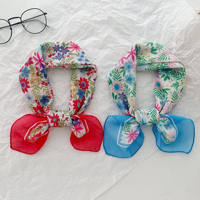 Spring And Summer Flowers Sweet Small Square Scarf Female Small Fresh Mori Decorative Scarf Headscarf Idyllic Style