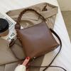 Women's Handbag Fashion Solid Color Versatile Retro Single Shoulder Crossbody Bag Underarm Bucket Bag