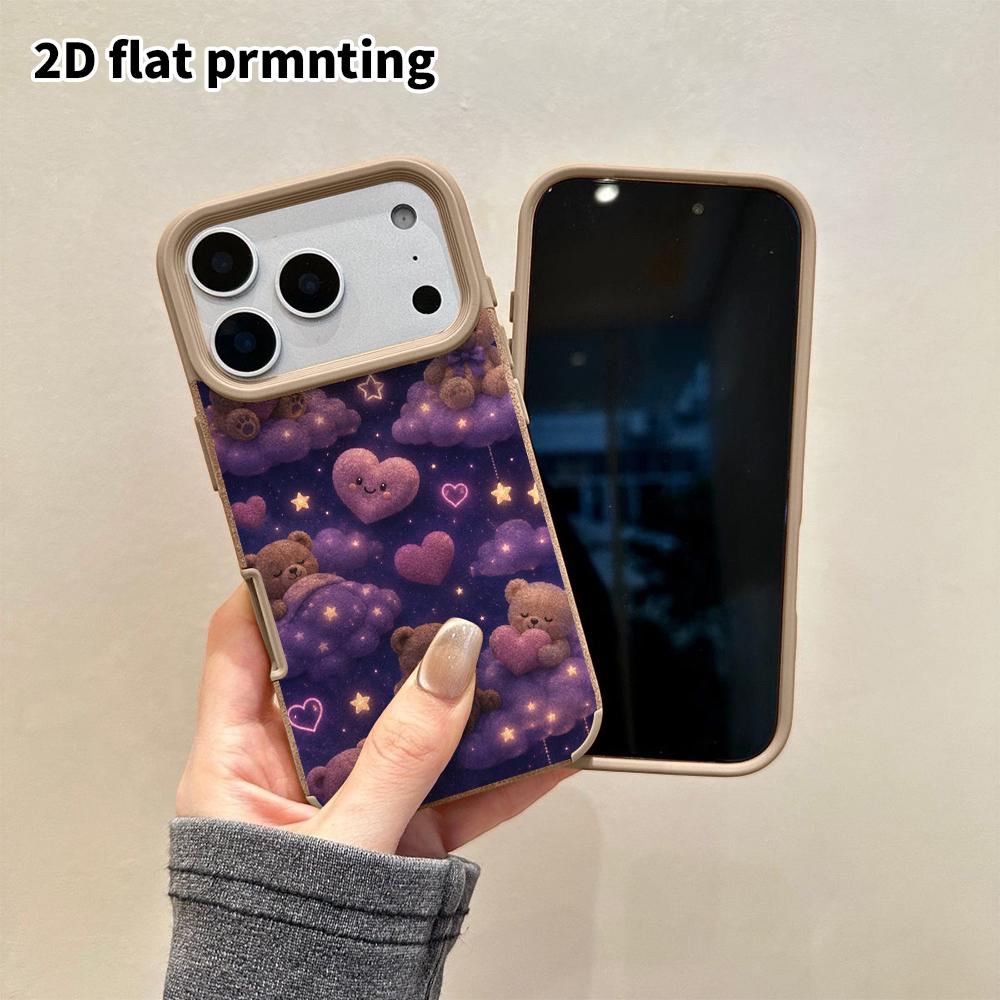 Phone Case: 2D flat lambskin suitable for iPhone 18 17 16 15 14 13 Pro protective case, full print of cute bears, Christmas and Halloween gift