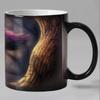 Smile Cat Animal Heat Sensitive Coffee Mug Cup, Porcelain Magic Color Changing Tea Cups, Christmas Gift, 11oz