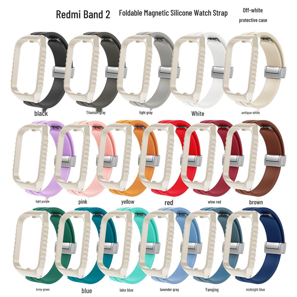 Foldable Magnetic Silicone Strap for Redmi Smart Band 2/3 and Xiaomi Smart Band 8 Active