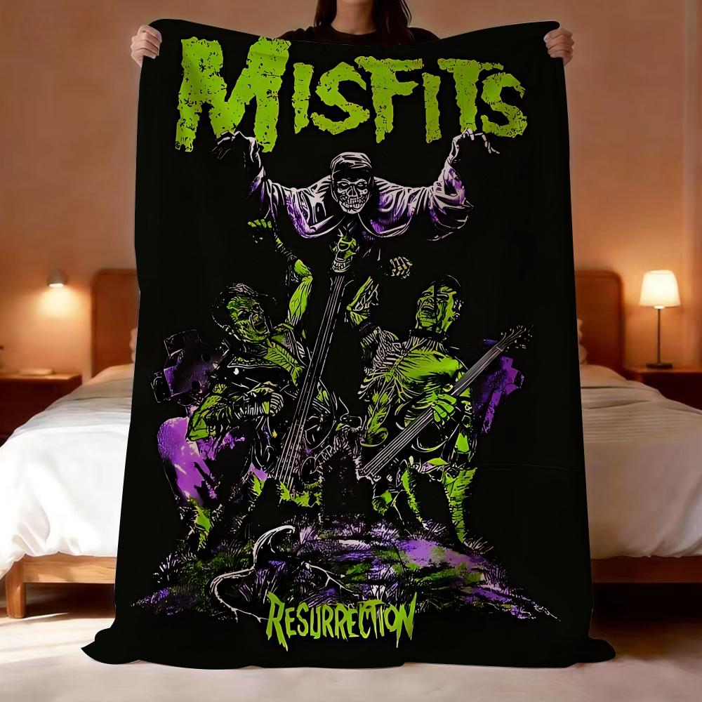 Band The M-Misfits Throw Lightweight 240g Flannel Blanket Soft Skin-friendly for Summer Cooling 75X95CM